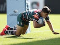 Leicester Tigers' Ben Youngs scores against Northampton on September 13, 2020